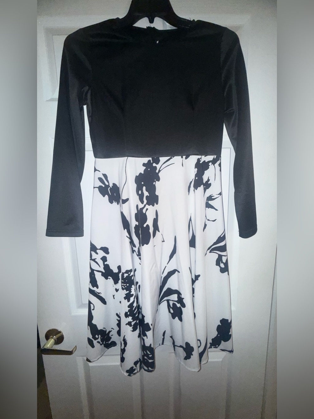 Black & White Long Sleeve Dress | Midi Dress | Chic Casual Career Dress | Women’